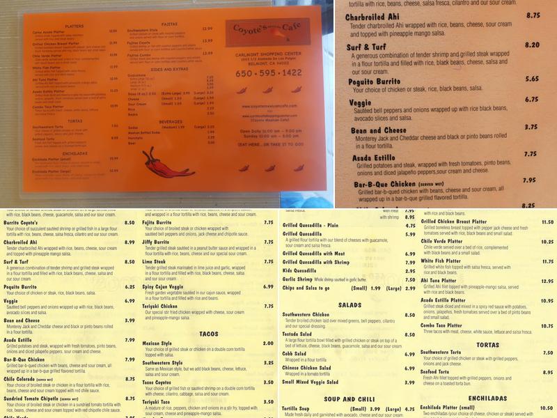 Coyote's Mexican Cafe Menu