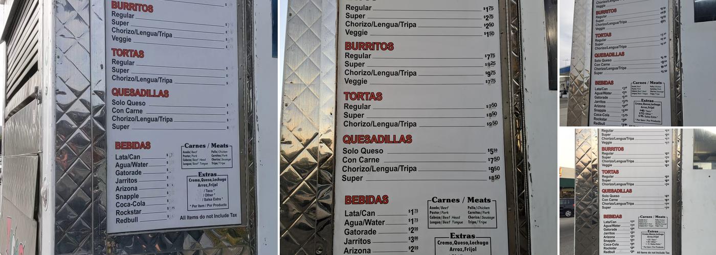 Tacos Peralta Menu