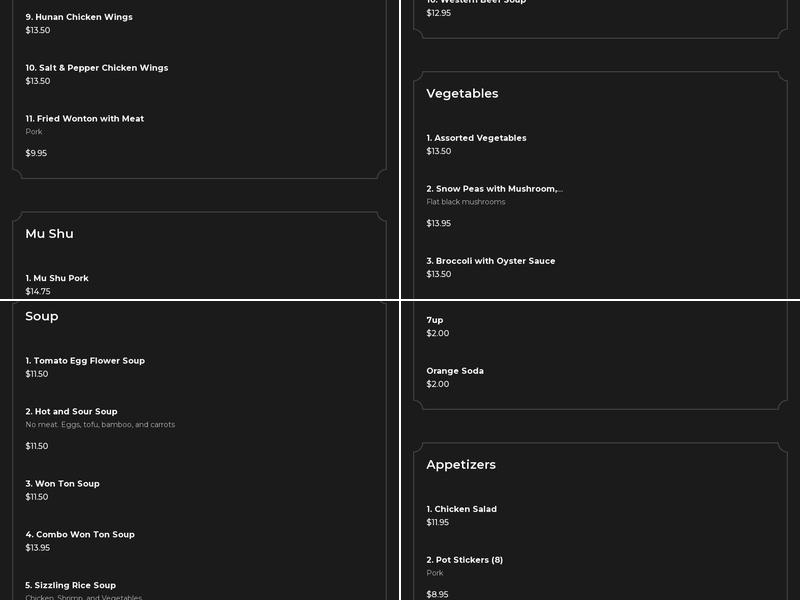 Little Hunan Restaurant Menu