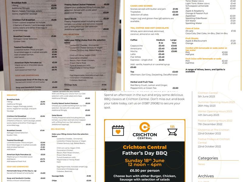 Crichton Central Menu