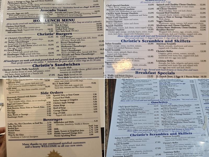 Christie's Menu
