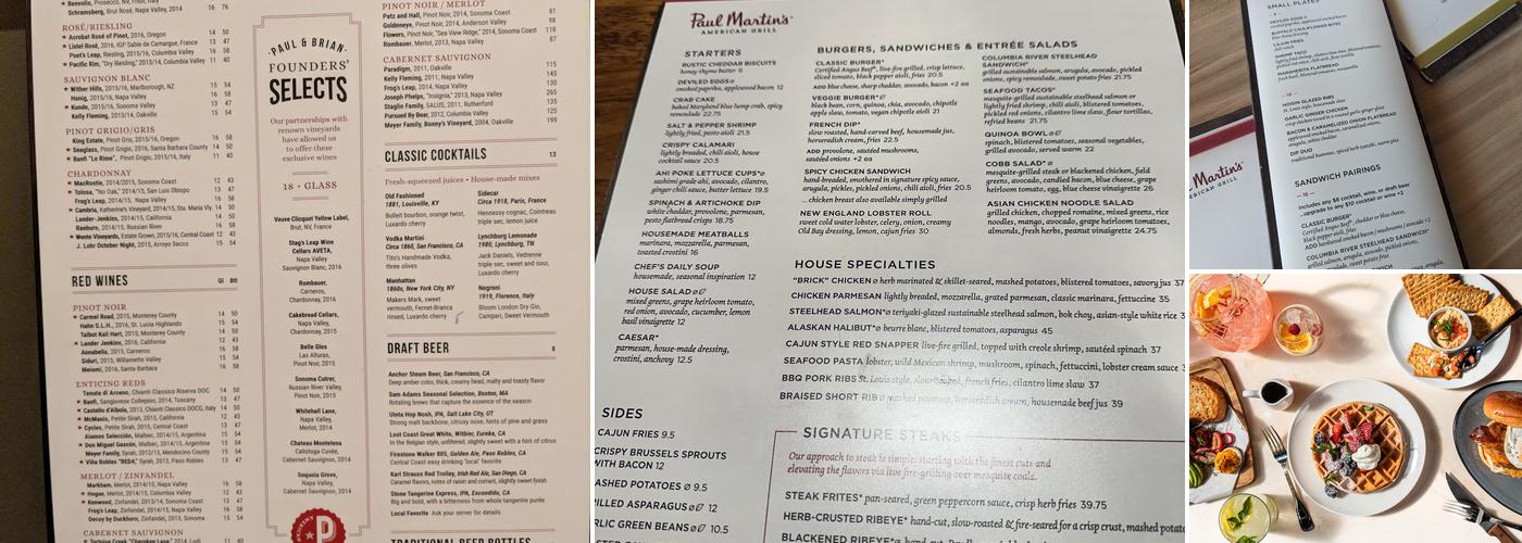 Paul Martin's America Menu