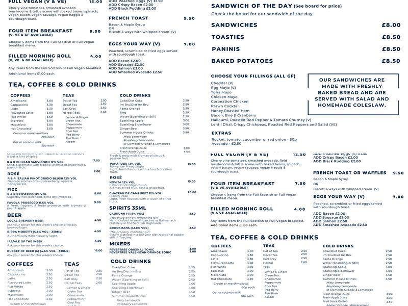 Househill Cafe Menu