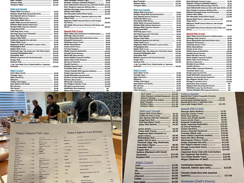 Sushi Sam's Edomata Menu