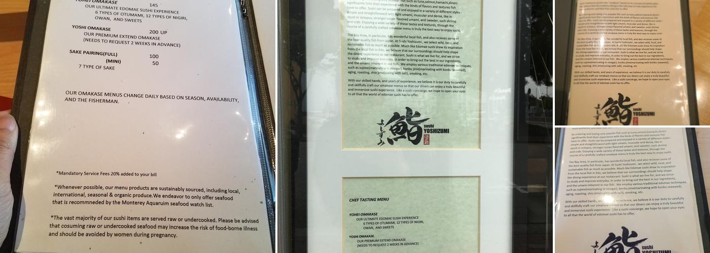 Sushi Yoshizumi Menu