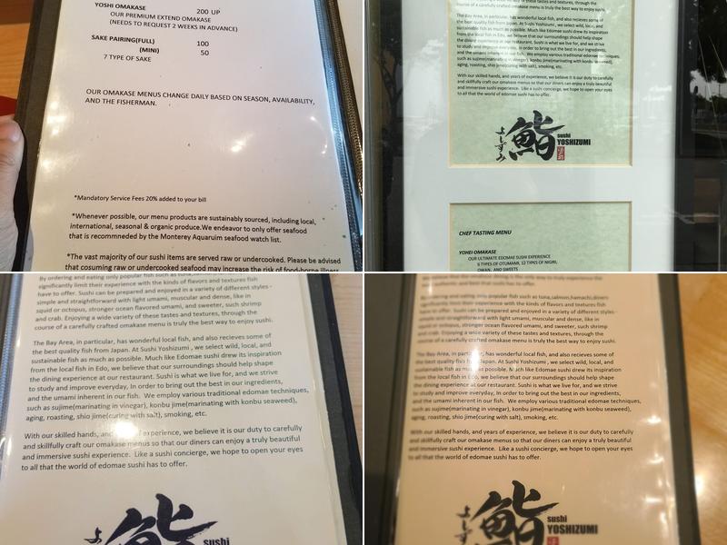 Sushi Yoshizumi Menu