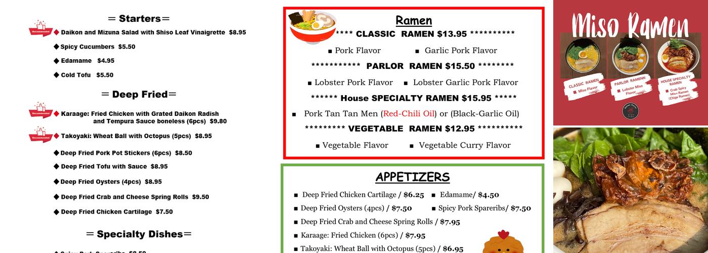 Ramen Parlor Menu