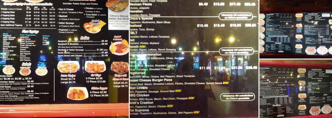 Chico's Pizza Parlor Menu