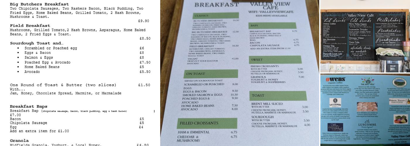 Valley View Cafe Menu