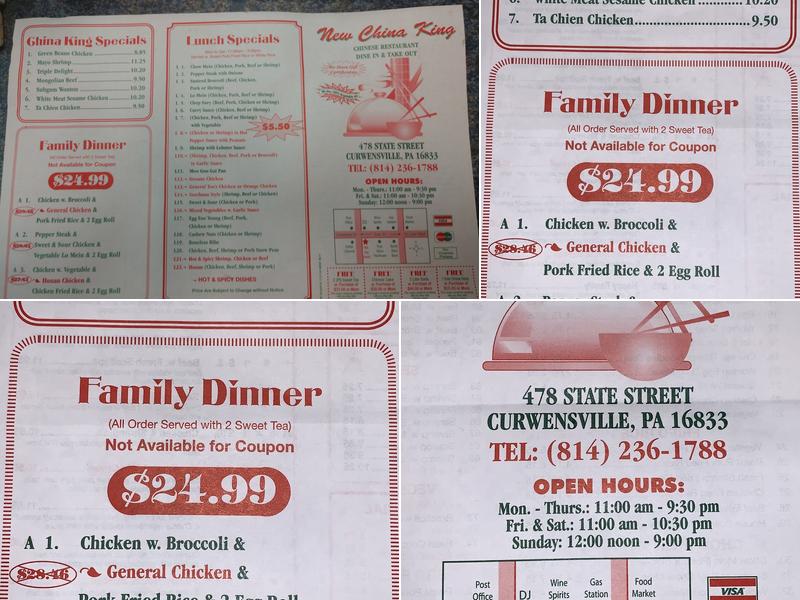 China King Menu