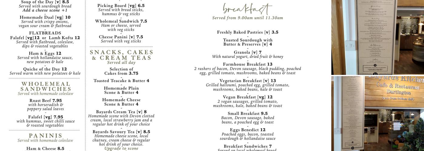 Bayards Kitchen Menu