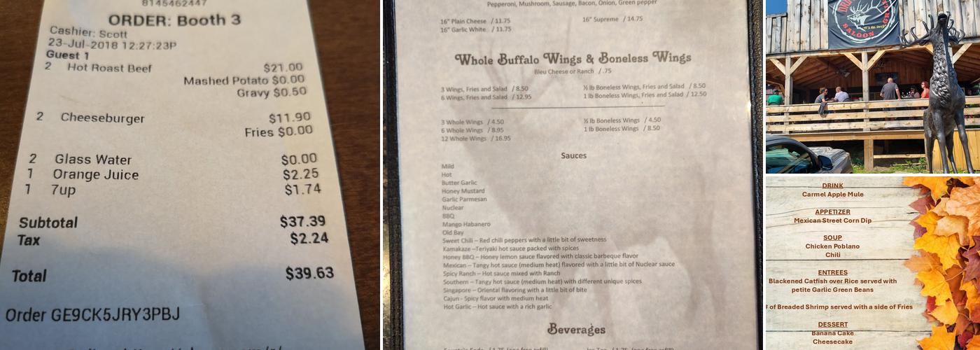 Driftwood Saloon and Grill Menu