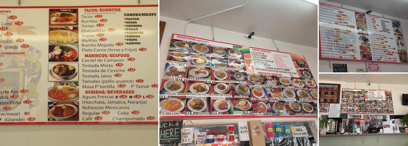 Lauritas Mexican Food Menu