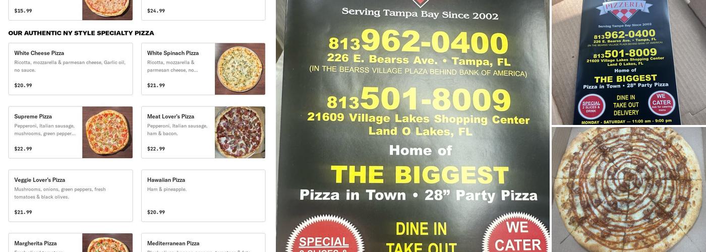 NY Times Square Pizza Menu