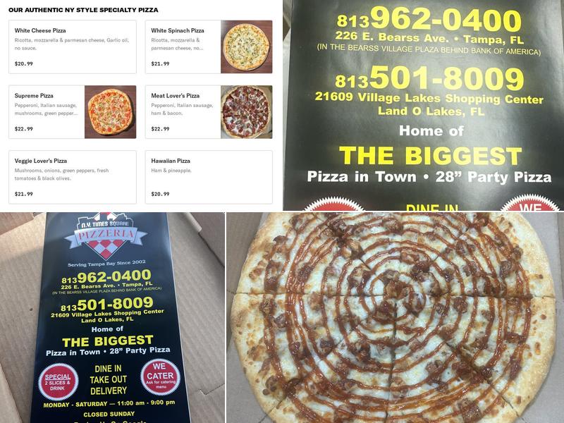 NY Times Square Pizza Menu