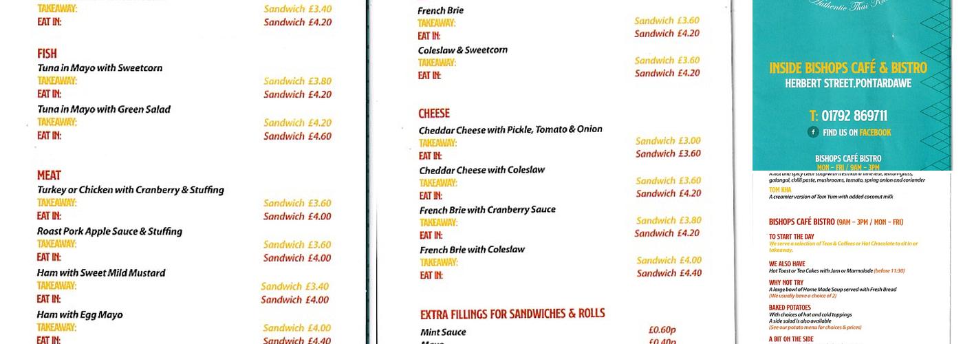 Bishops Cafe Bistro Ltd Menu