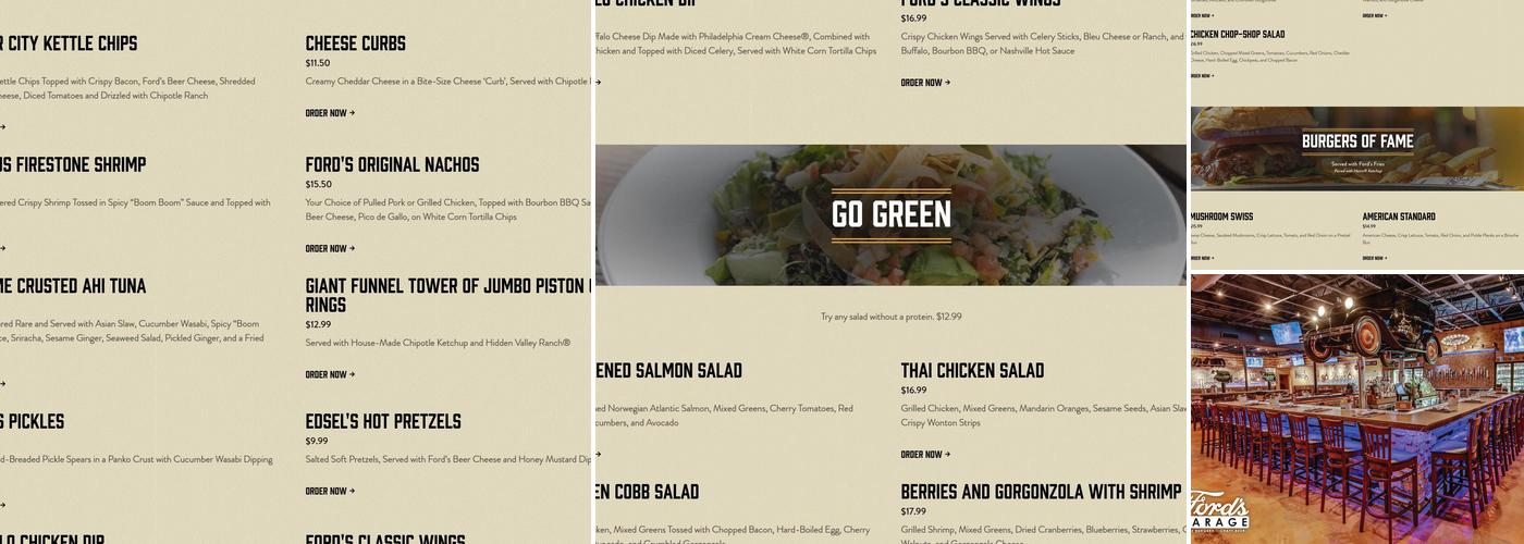 Ford's Garage Wesley Chapel Menu