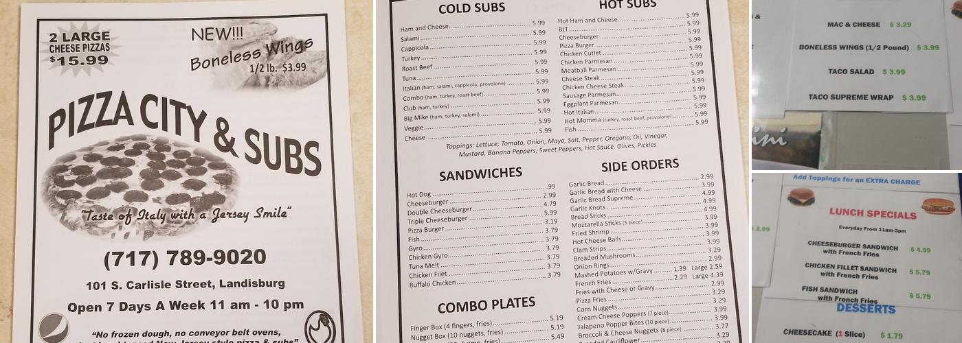 Pizza City & Subs Menu