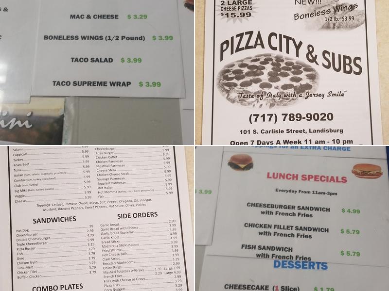 Pizza City & Subs Menu