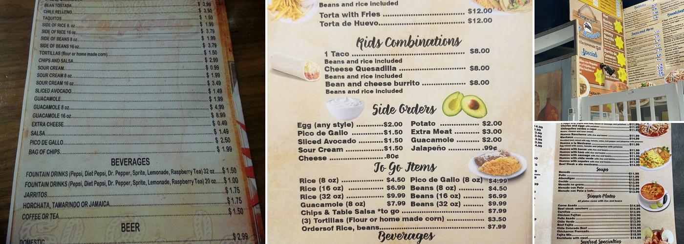 Taqueria El Rodeo Menu