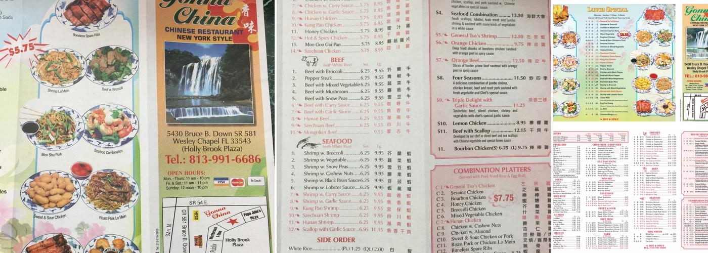 Gonna China Menu