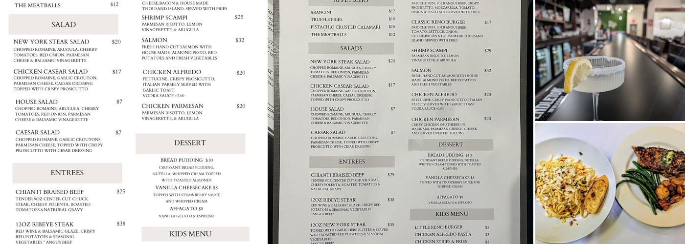Reno's Place Bar and Grill Menu