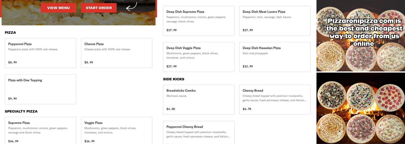 Pizzaroni - Bell Gardens Menu