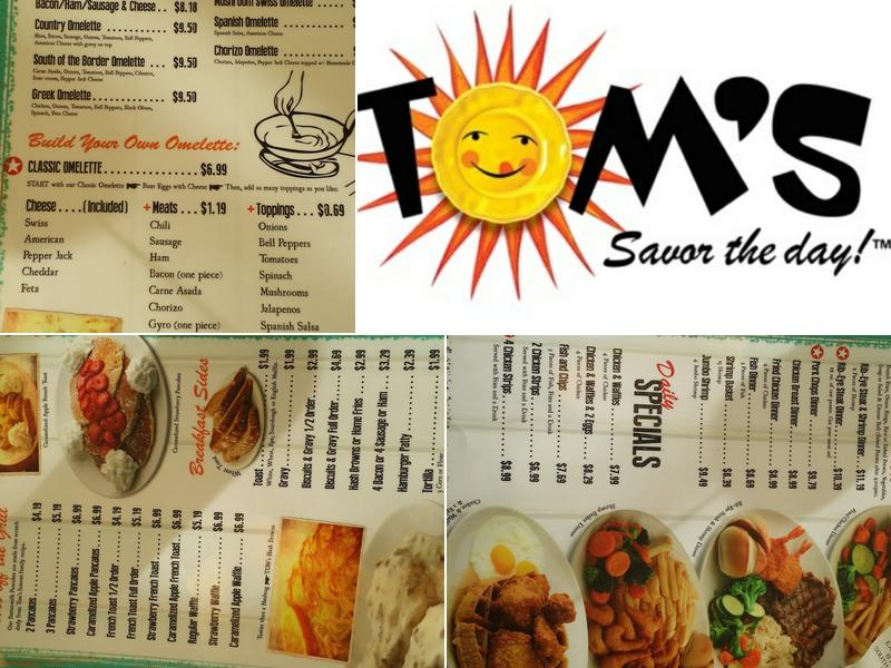 Tom's Famous Burgers 11 Menu
