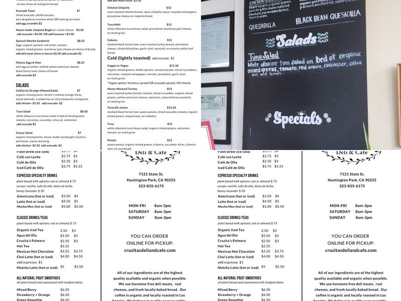 Cruzita's Deli And Cafe Menu