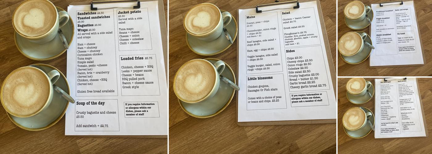 Blossoms Cafė Llangadog Menu