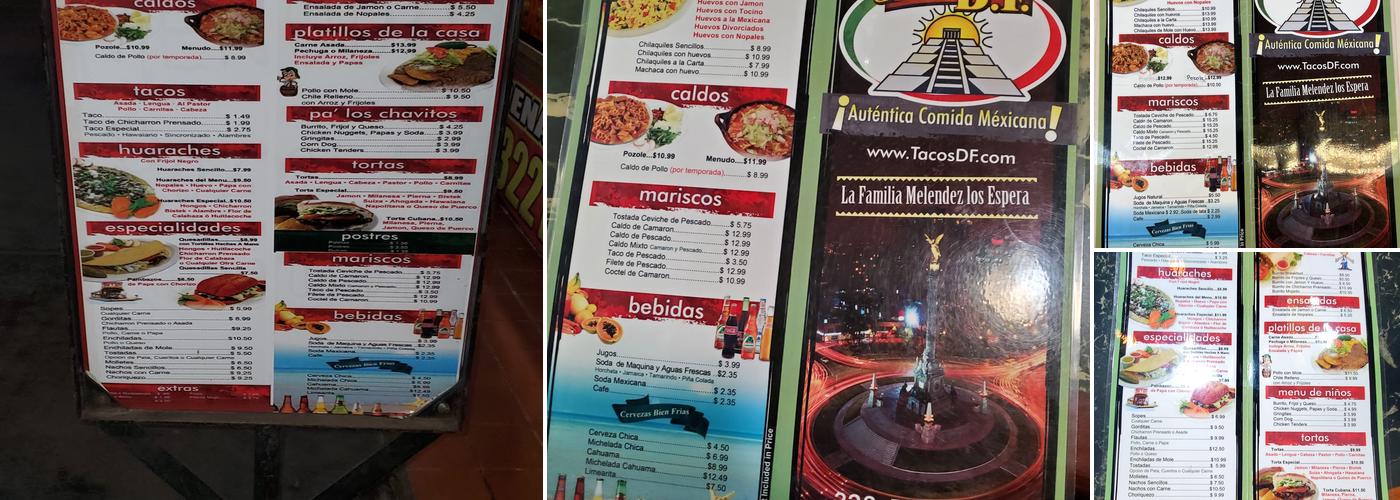 Tacos DF Menu