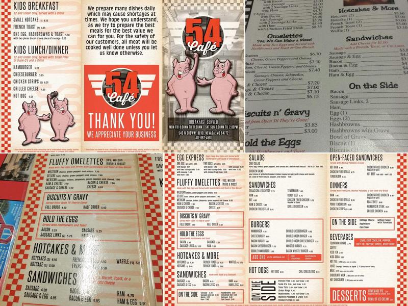 54 Cafe Menu