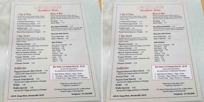 Quick Dine Menu