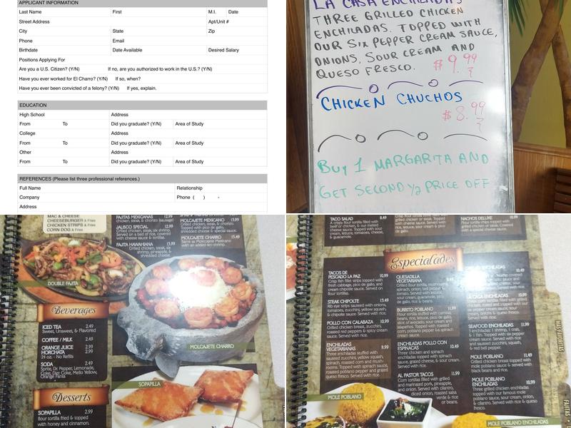 El Charro Menu