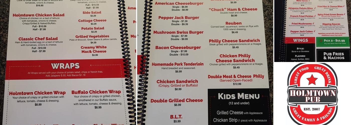 Holmtown Pub Menu