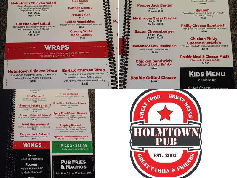 Holmtown Pub Menu