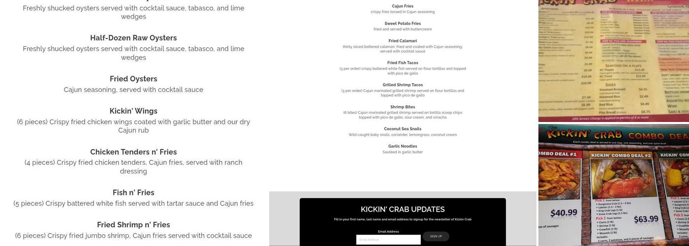 The Kickin' Crab Lynwood Menu