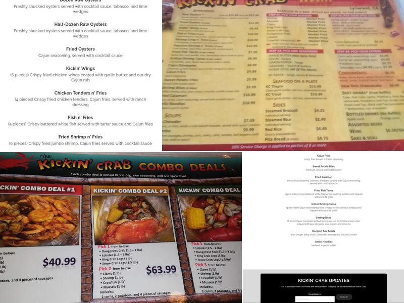 The Kickin' Crab Lynwood Menu