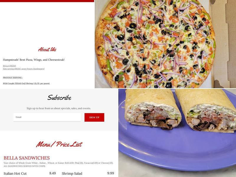 Bella Pizza Carry-Out and Delivery Menu