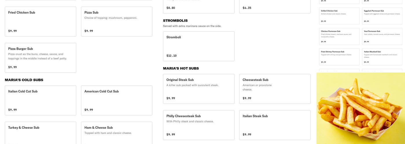 Maria's Carry Out Menu