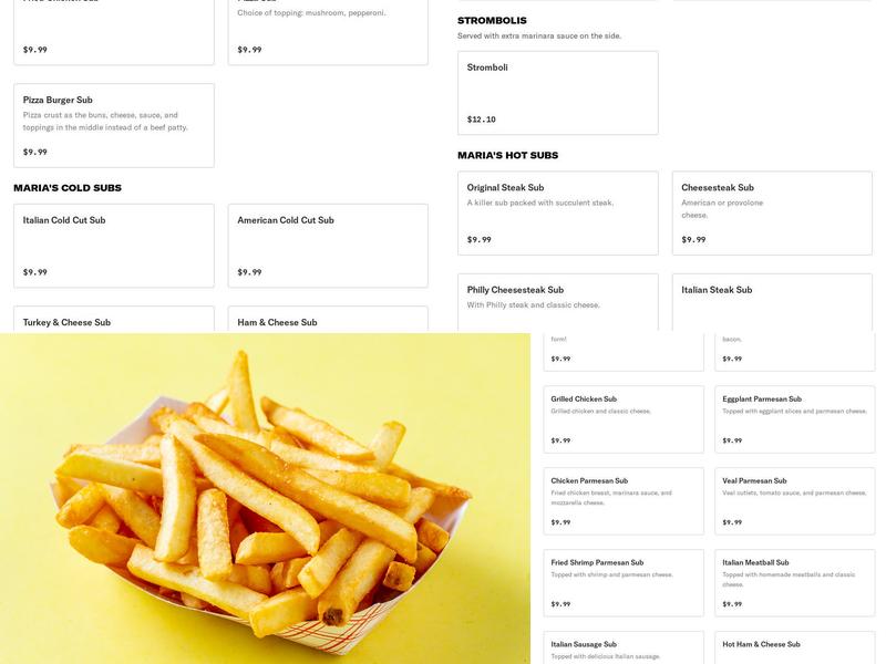 Maria's Carry Out Menu