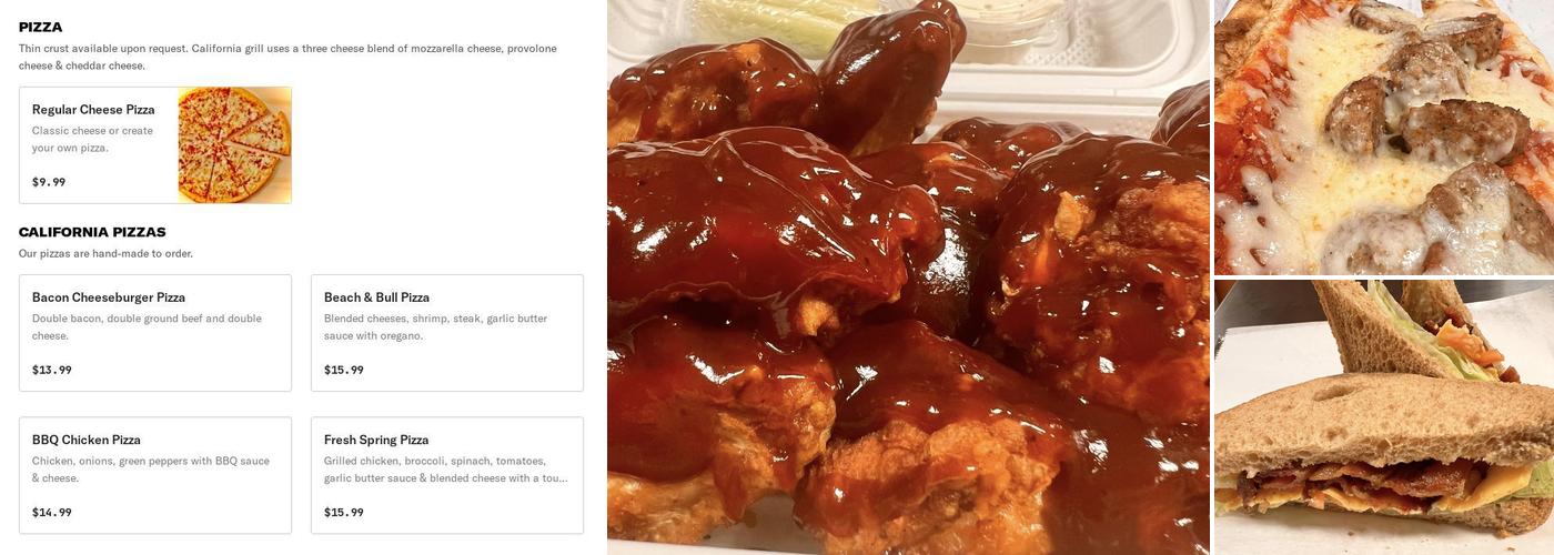 California Grill & Pizza Nottingham Menu