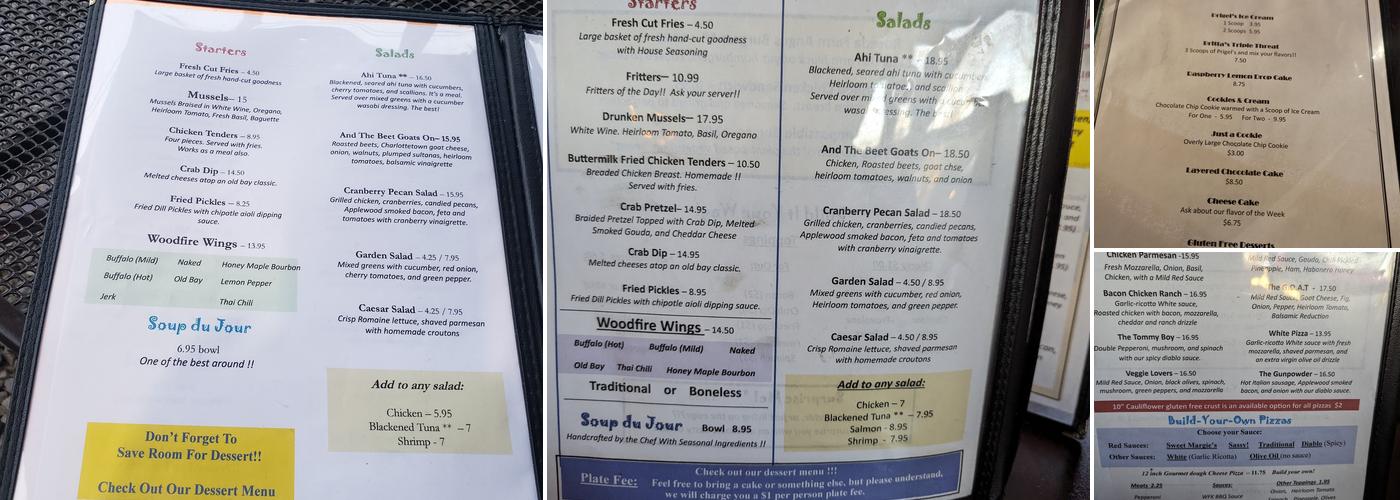 Woodfire kitchen Menu