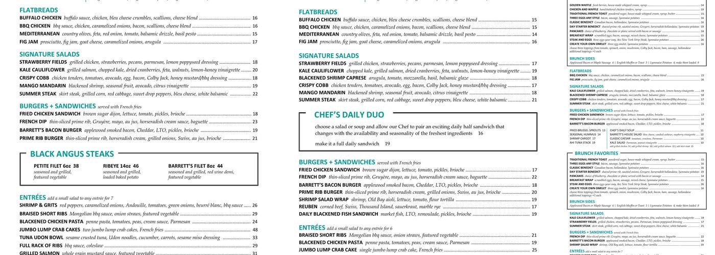 Barrett's Grill Menu