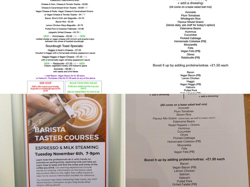 Kings Coffee and Books Menu