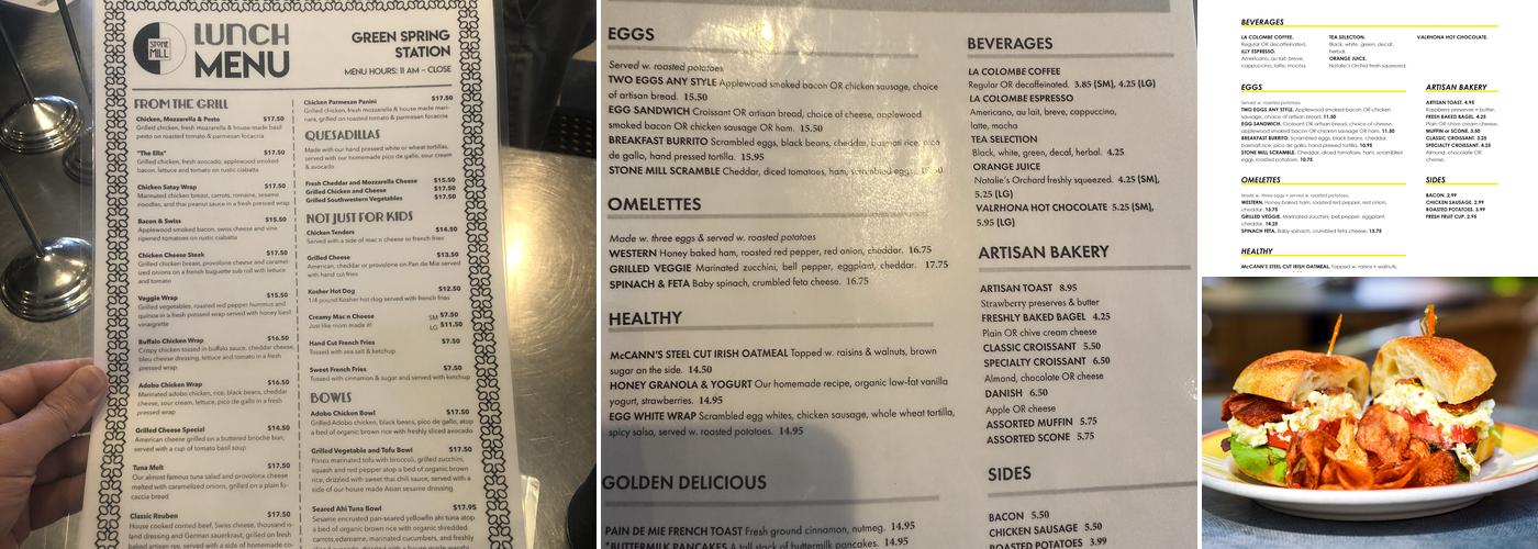 Stone Mill Bakery & Cafe Menu
