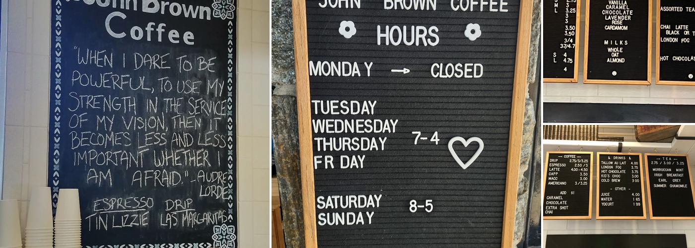 John Brown Coffee Menu