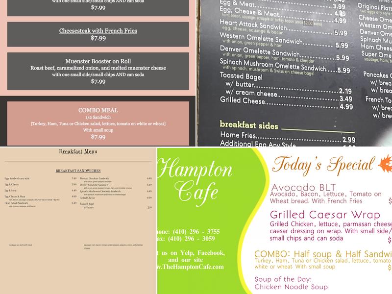 Hampton Café Menu