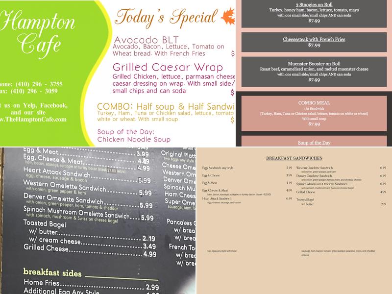Hampton Café Menu