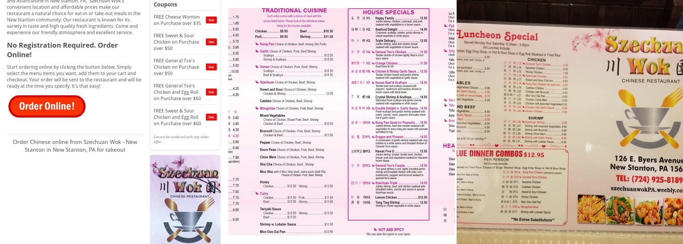 Szechuan Wok Chinese Restaurant Menu